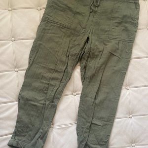 Old Navy Linen Look High Waisted Drawstring Wide Leg Crop Pants